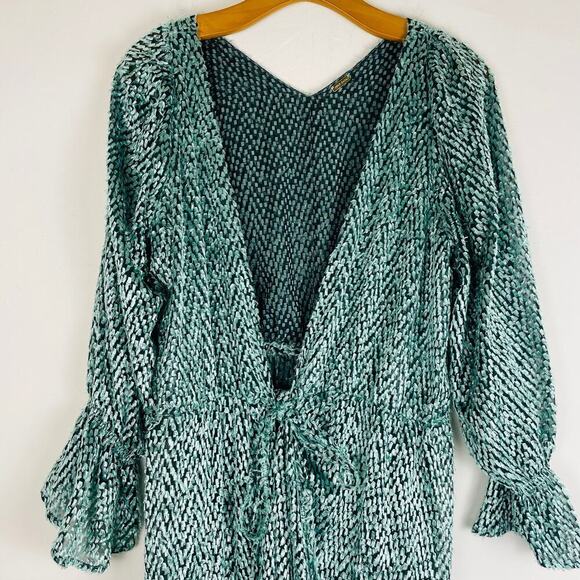 Cult Gaia Oona Dress Seafoam wrap dress with belt long sleeve size M - Picture 2 of 11